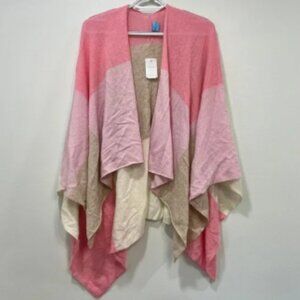 J Mclaughlin Skyler Wrap NWT $298 Shaw 100% Cashmere OS Pink Tan Color Block